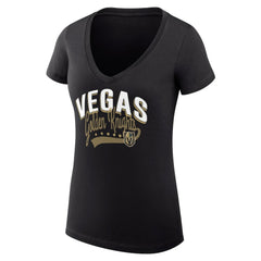 Vegas Golden Knights G-III 4Her by Carl Banks Women's Super-Slim Fit Lightweight Filigree Logo V-Neck T-Shirt – Black