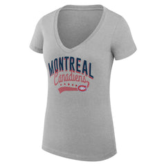 Montreal Canadiens G-III 4Her by Carl Banks Women's Super-Slim Fit Lightweight Filigree Logo V-Neck T-Shirt – Gray