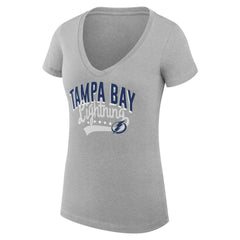 Tampa Bay Lightning G-III 4Her by Carl Banks Women's Super-Slim Fit Lightweight Filigree Logo V-Neck T-Shirt – Gray