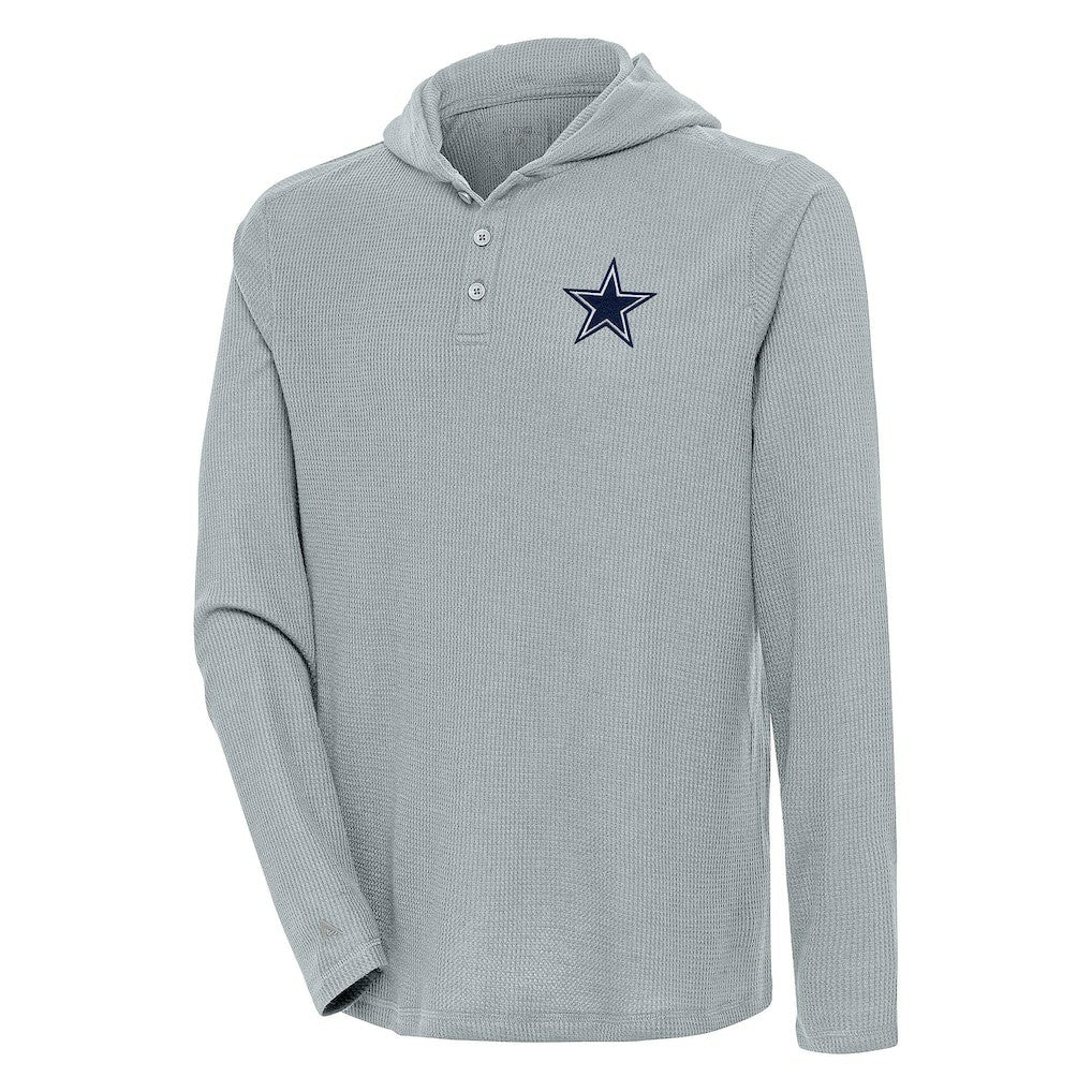 NFL Dallas Cowboys Antigua Strong Hold Long Sleeve Henley Hoodie T-Shirt