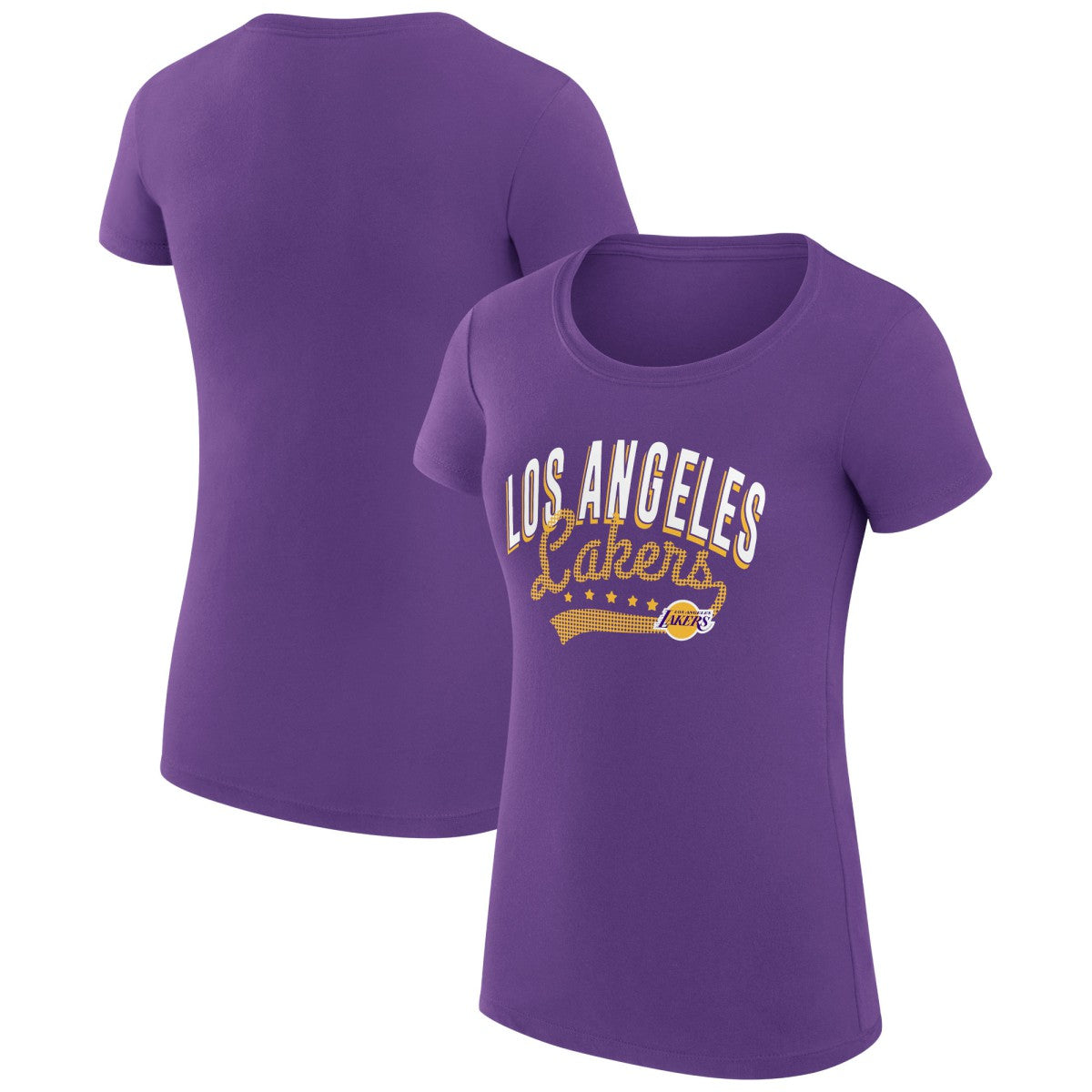 Los Angeles Lakers G-III 4Her by Carl Banks Women's Super-Slim Fit Lightweight Filigree Logo T-Shirt - Purple cheap