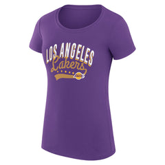 Los Angeles Lakers G-III 4Her by Carl Banks Women's Super-Slim Fit Lightweight Filigree Logo T-Shirt - Purple cheap