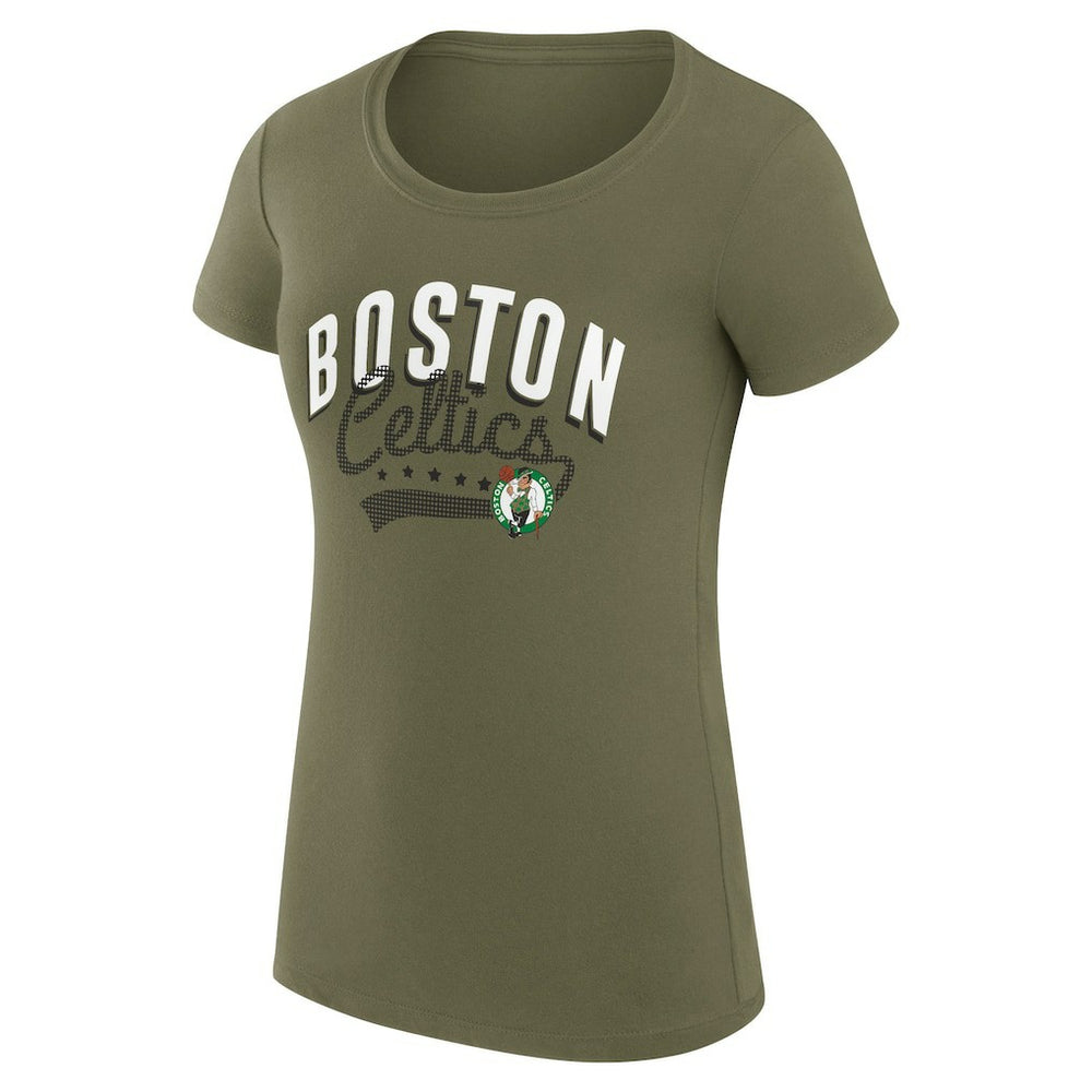 Boston Celtics G-III 4Her by Carl Banks Women's Super-Slim Fit Lightweight Filigree Logo T-Shirt - Olive outlet