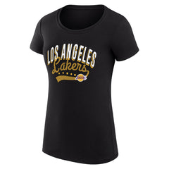 Los Angeles Lakers G-III 4Her by Carl Banks Women's Super-Slim Fit Lightweight Filigree Logo T-Shirt - Black shop