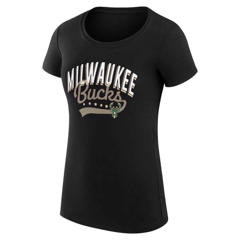 Milwaukee Bucks G-III 4Her by Carl Banks Women's Super-Slim Fit Lightweight Filigree Logo T-Shirt - Black on sale