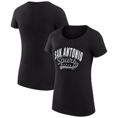San Antonio Spurs G-III 4Her by Carl Banks Women's Super-Slim Fit Lightweight Filigree Logo T-Shirt - Black on sale