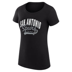 San Antonio Spurs G-III 4Her by Carl Banks Women's Super-Slim Fit Lightweight Filigree Logo T-Shirt - Black on sale