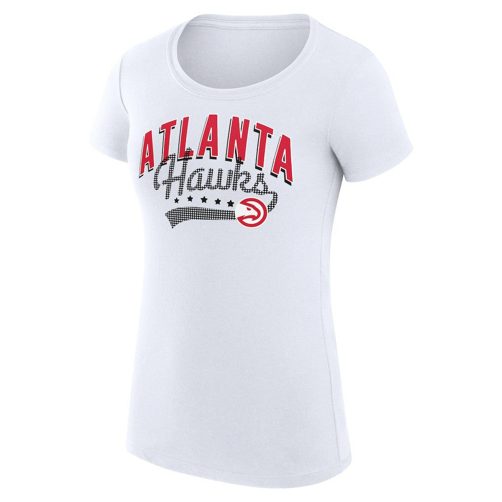 Atlanta Hawks G-III 4Her by Carl Banks Women's Super-Slim Fit Lightweight Filigree Logo T-Shirt - White on sale