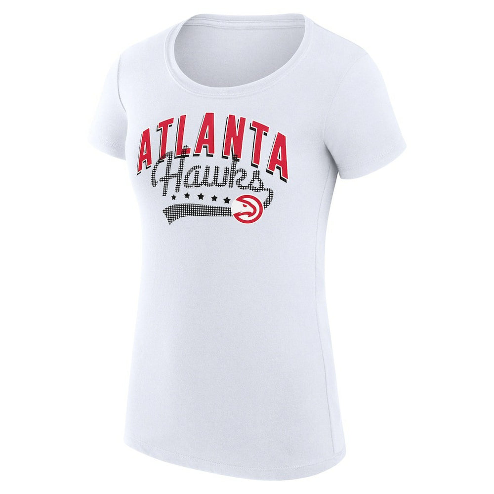 Atlanta Hawks G-III 4Her by Carl Banks Women's Super-Slim Fit Lightweight Filigree Logo T-Shirt - White on sale