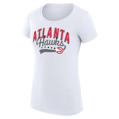 Atlanta Hawks G-III 4Her by Carl Banks Women's Super-Slim Fit Lightweight Filigree Logo T-Shirt - White on sale