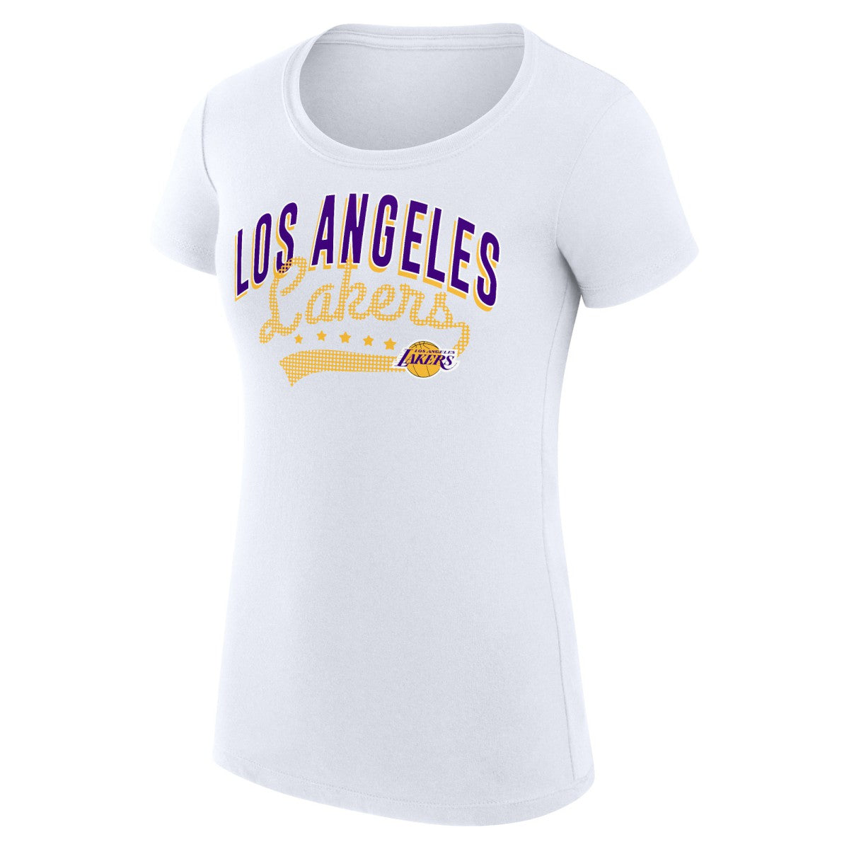 Los Angeles Lakers G-III 4Her by Carl Banks Women's Super-Slim Fit Lightweight Filigree Logo T-Shirt - White discount