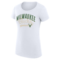 Milwaukee Bucks G-III 4Her by Carl Banks Women's Super-Slim Fit Lightweight Filigree Logo T-Shirt - White outlet