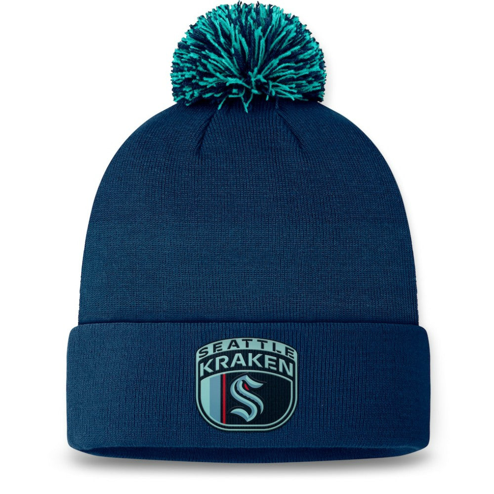 Seattle Kraken Fanatics 2024 NHL Draft Cuffed Knit Hat with Pom