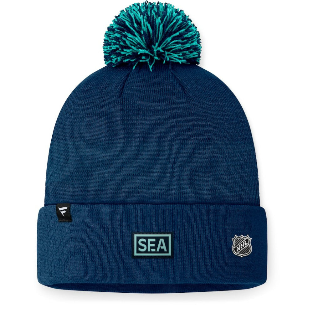Seattle Kraken Fanatics 2024 NHL Draft Cuffed Knit Hat with Pom