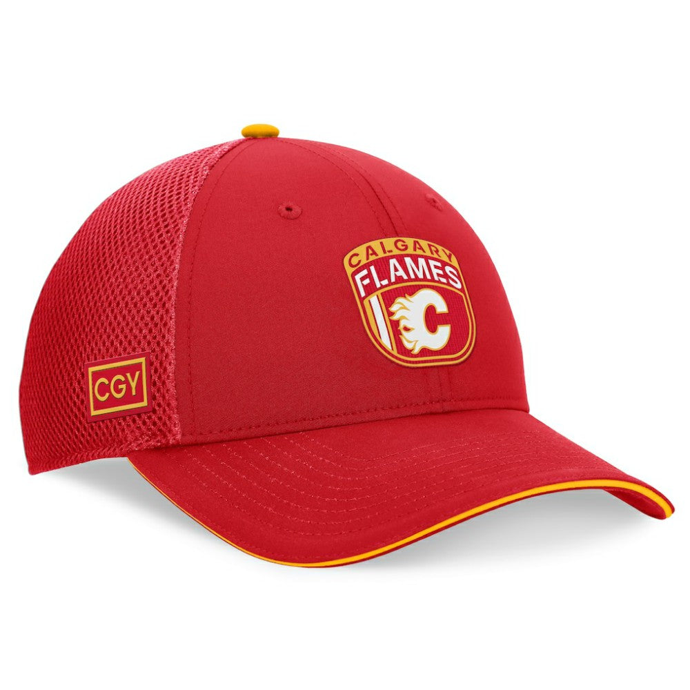 Calgary Flames Fanatics 2024 NHL Draft On Stage Trucker Adjustable Hat
