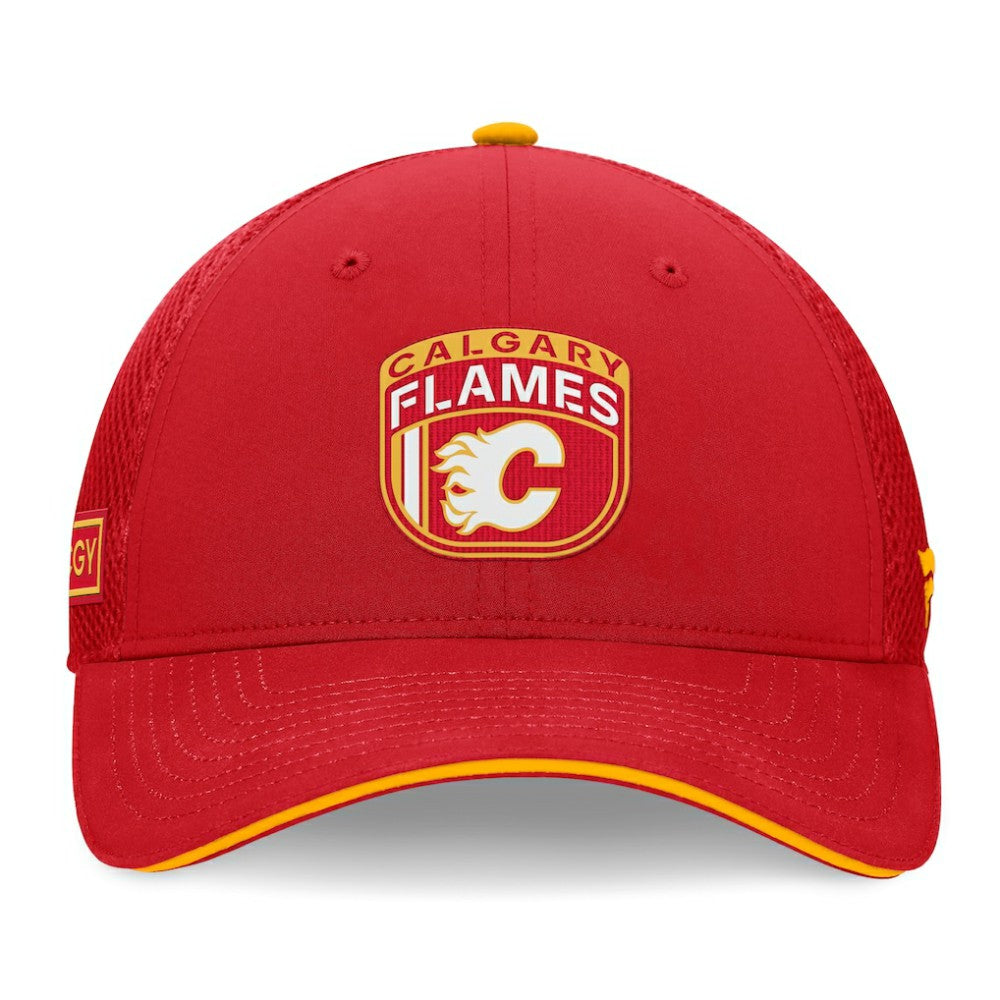 Calgary Flames Fanatics 2024 NHL Draft On Stage Trucker Adjustable Hat