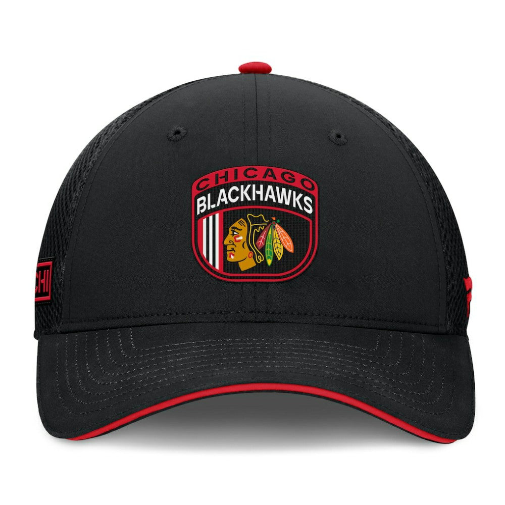Chicago Blackhawks Fanatics 2024 NHL Draft On Stage Trucker Adjustable Hat