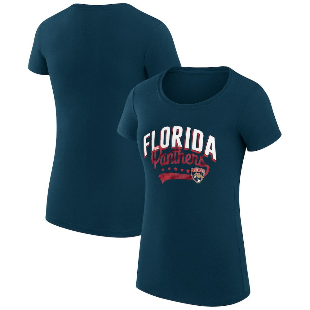 Florida Panthers G-III 4Her by Carl Banks Women's Super-Slim Fit Lightweight Filigree Logo T-Shirt – Navy