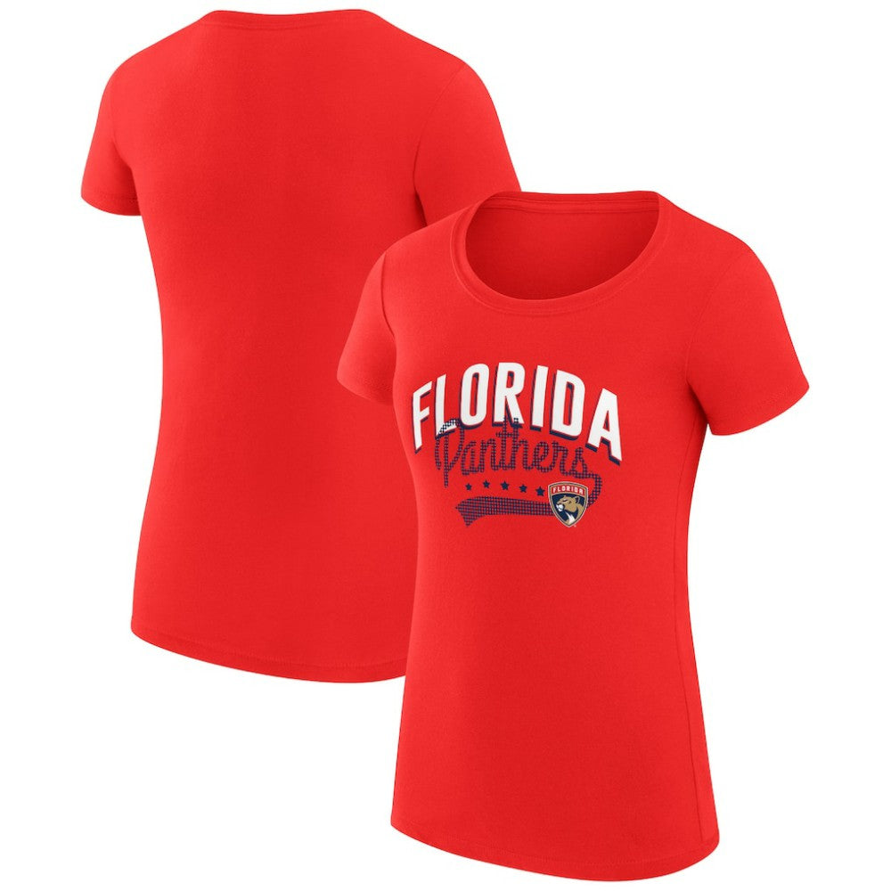 Florida Panthers G-III 4Her by Carl Banks Women's Super-Slim Fit Lightweight Filigree Logo T-Shirt – Red