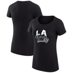 Los Angeles Kings G-III 4Her by Carl Banks Women's Super-Slim Fit Lightweight Filigree Logo T-Shirt – Black