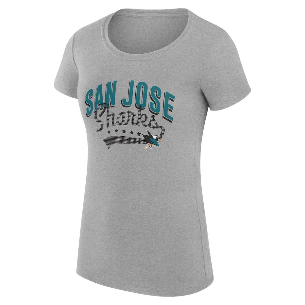 San Jose Sharks G-III 4Her by Carl Banks Women's Super-Slim Fit Lightweight Filigree Logo T-Shirt – Gray