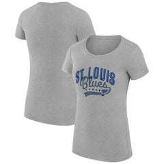 St. Louis Blues G-III 4Her by Carl Banks Women's Super-Slim Fit Lightweight Filigree Logo T-Shirt – Gray