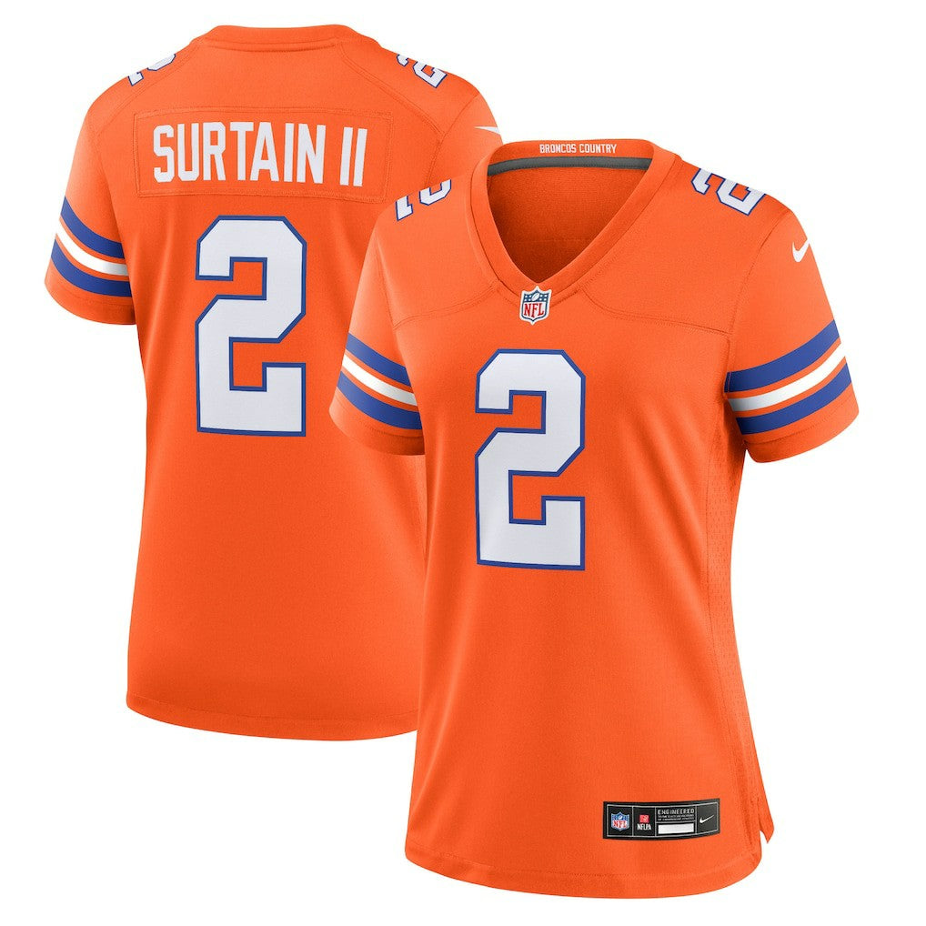 NFL Denver Broncos Patrick Surtain II  Women's Mile High Collection 1977 Throwback Player Game Jersey