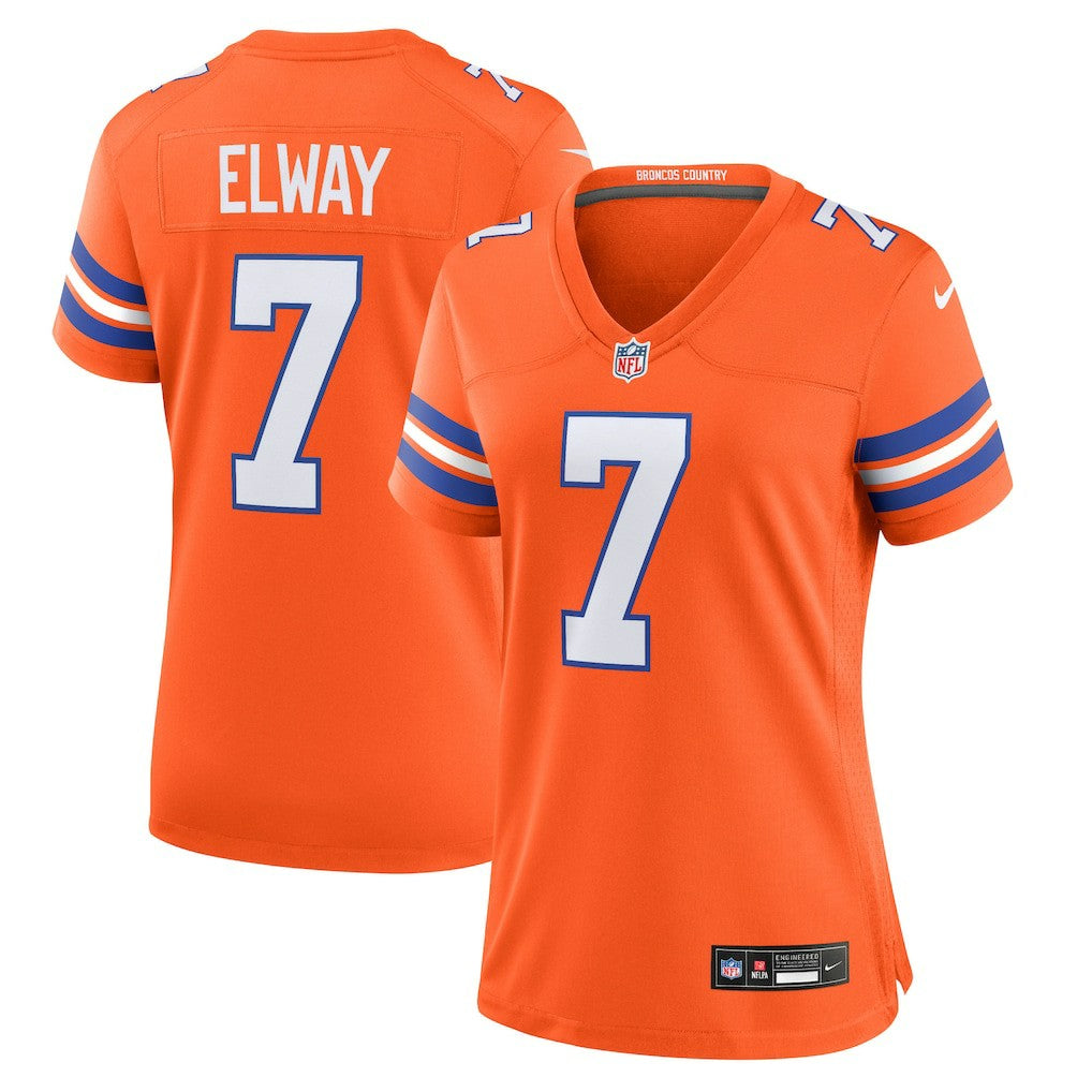 NFL Denver Broncos John Elway  Women's Mile High Collection 1977 Throwback Player Game Jersey