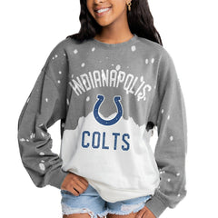 NFL Indianapolis Colts Gameday Couture Women's Oversized Coin Toss Faded French Terry Tri-Blend Pullover Sweatshirt