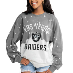 NFL Las Vegas Raiders Gameday Couture Women's Oversized Coin Toss Faded French Terry Tri-Blend Pullover Sweatshirt