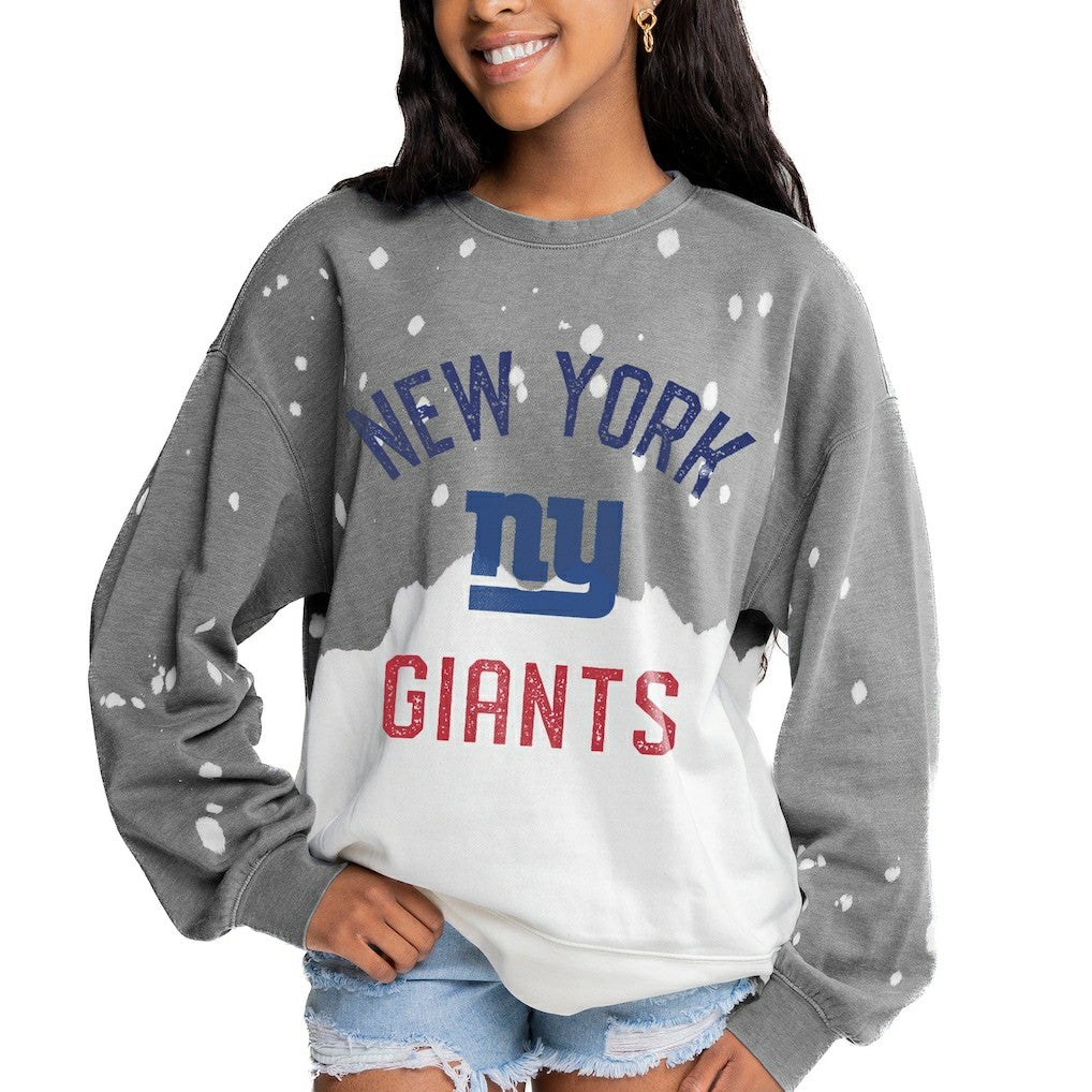NFL New York Giants Gameday Couture Women's Oversized Coin Toss Faded French Terry Tri-Blend Pullover Sweatshirt