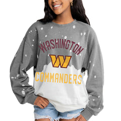 NFL Washington Commanders Gameday Couture Women's Oversized Coin Toss Faded French Terry Tri-Blend Pullover Sweatshirt
