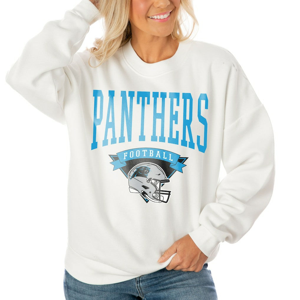 NFL Carolina Panthers Gameday Couture Women's Oversized Yard Line Tri-Blend Pullover Sweatshirt