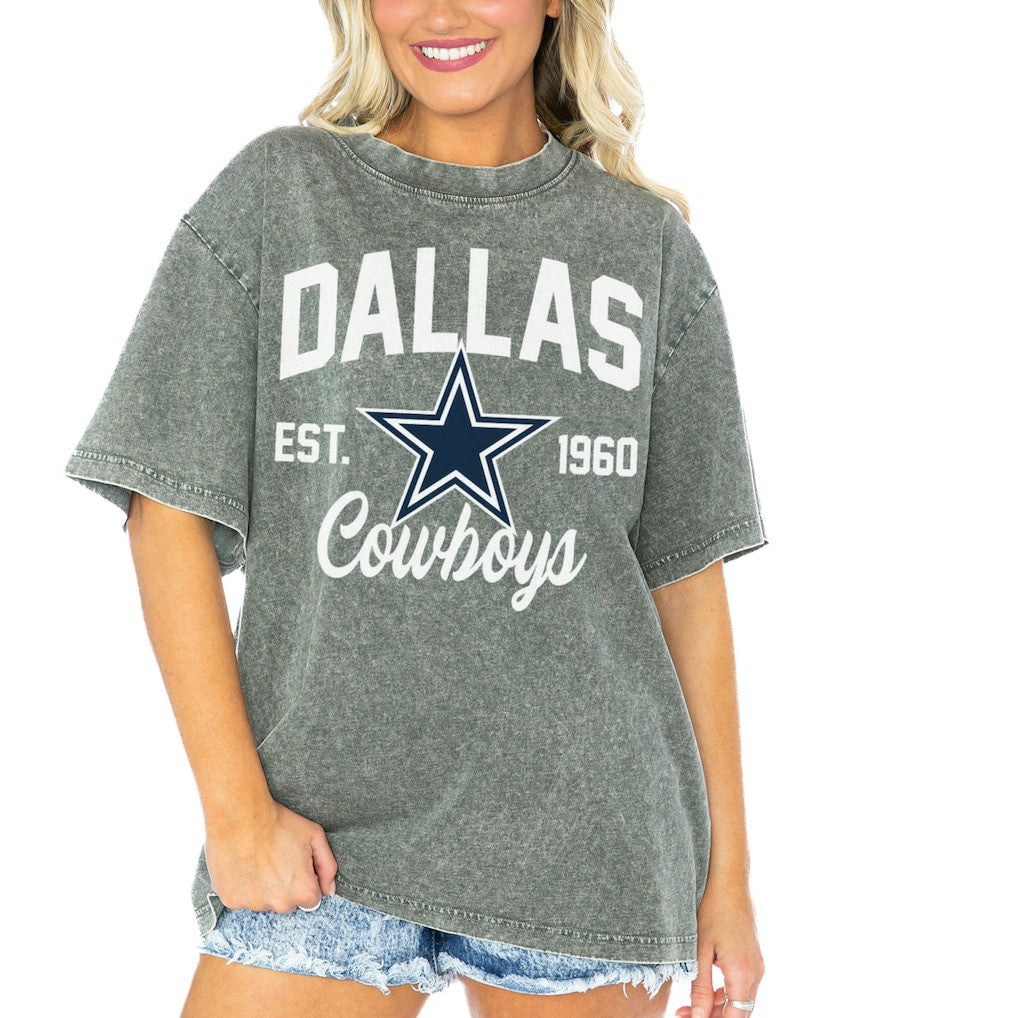NFL Dallas Cowboys Gameday Couture Women's Tackle Titan Boyfriend Washed T-Shirt