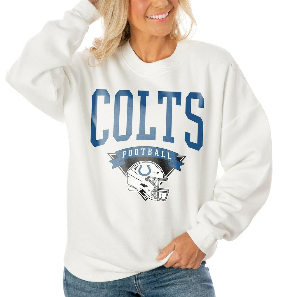 NFL Indianapolis Colts Gameday Couture Women's Oversized Yard Line Tri-Blend Pullover Sweatshirt