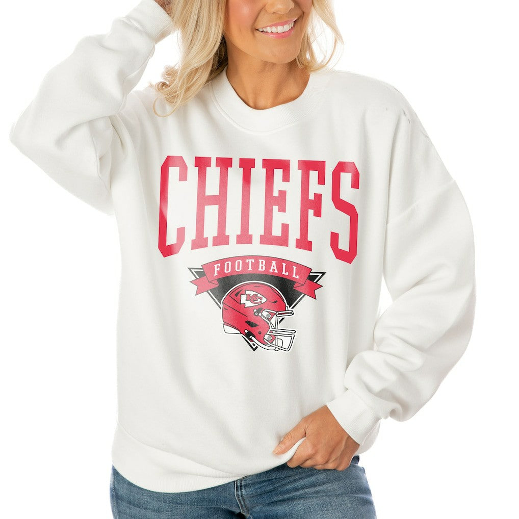 NFL Kansas City Chiefs Gameday Couture Women's Oversized Yard Line Tri-Blend Pullover Sweatshirt