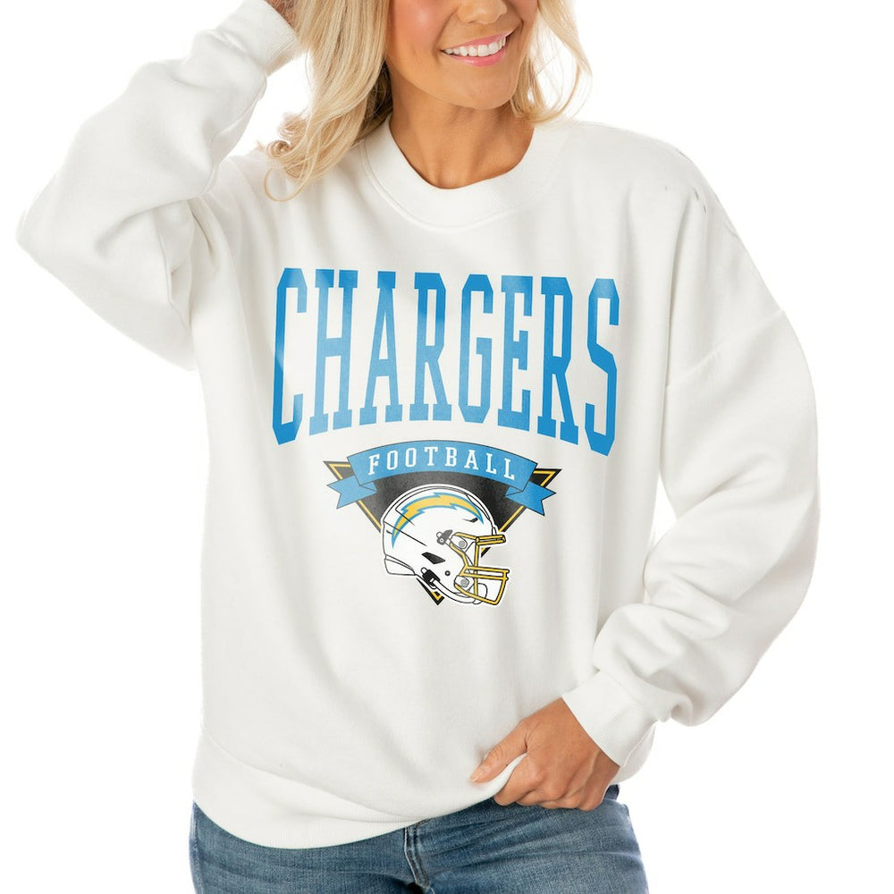 NFL Los Angeles Chargers Gameday Couture Women's Oversized Yard Line Tri-Blend Pullover Sweatshirt