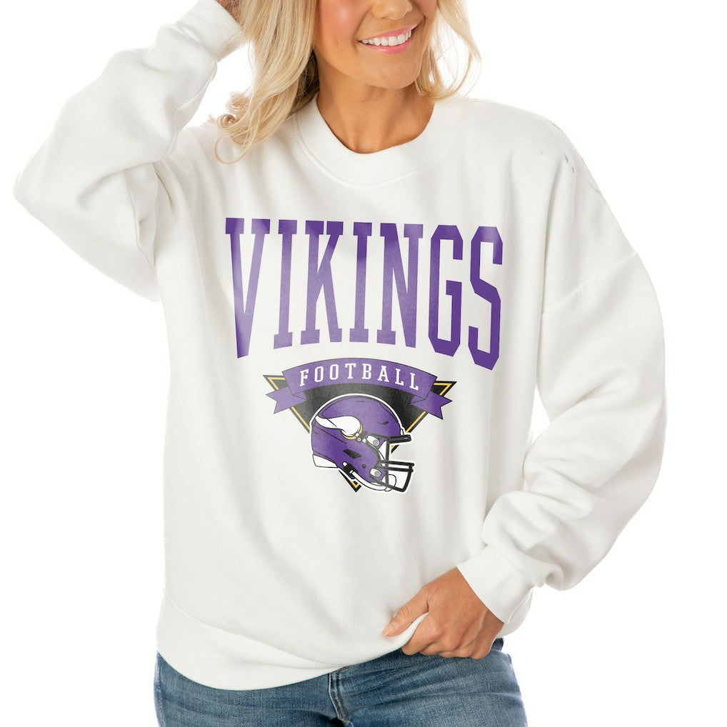 NFL Minnesota Vikings Gameday Couture Women's Oversized Yard Line Tri-Blend Pullover Sweatshirt