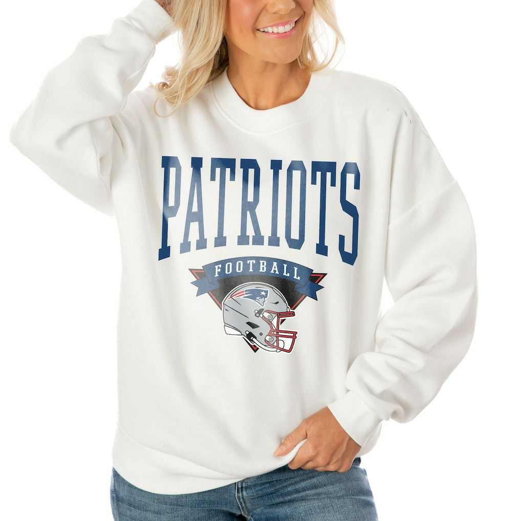 NFL New England Patriots Gameday Couture Women's Oversized Yard Line Tri-Blend Pullover Sweatshirt