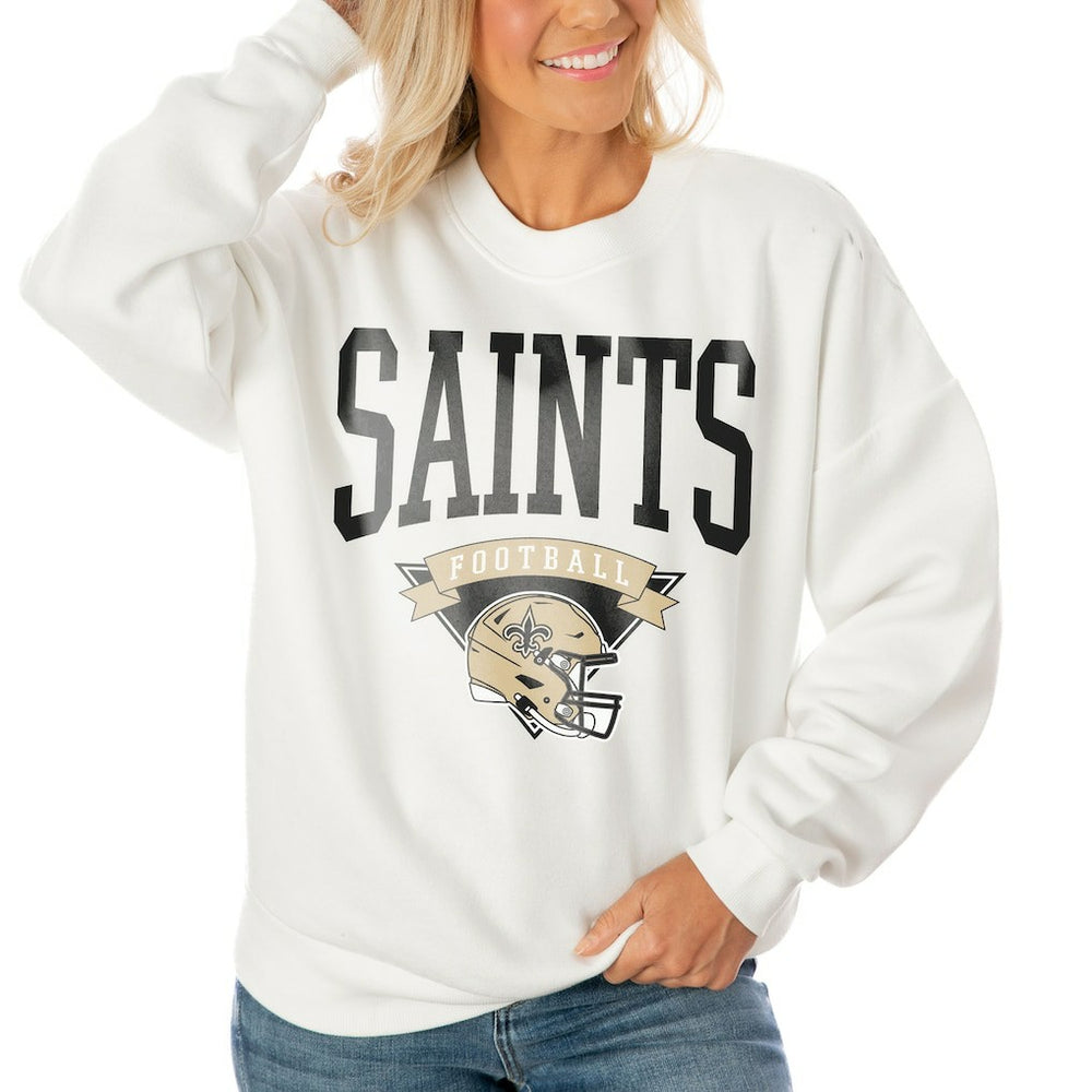 NFL New Orleans Saints Gameday Couture Women's Oversized Yard Line Tri-Blend Pullover Sweatshirt
