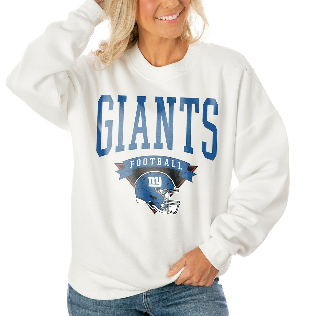 NFL New York Giants Gameday Couture Women's Oversized Yard Line Tri-Blend Pullover Sweatshirt