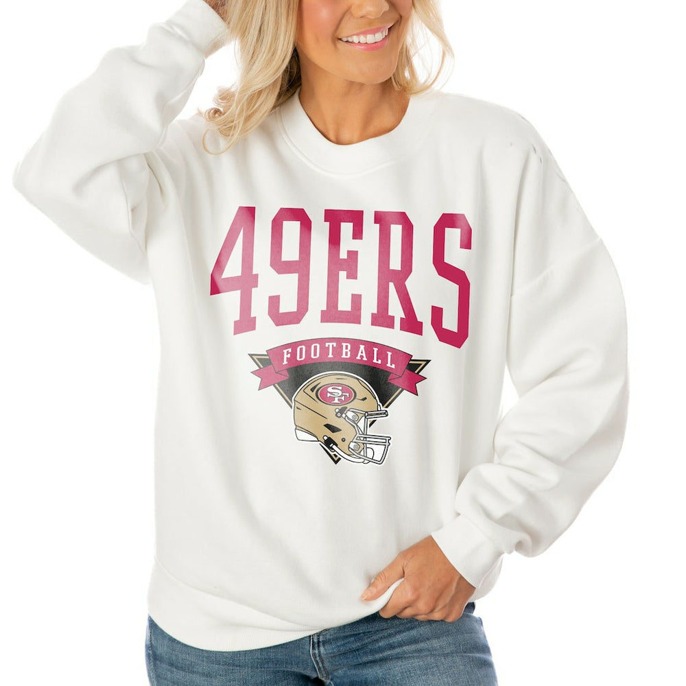 NFL San Francisco 49ers Gameday Couture Women's Oversized Yard Line Tri-Blend Pullover Sweatshirt