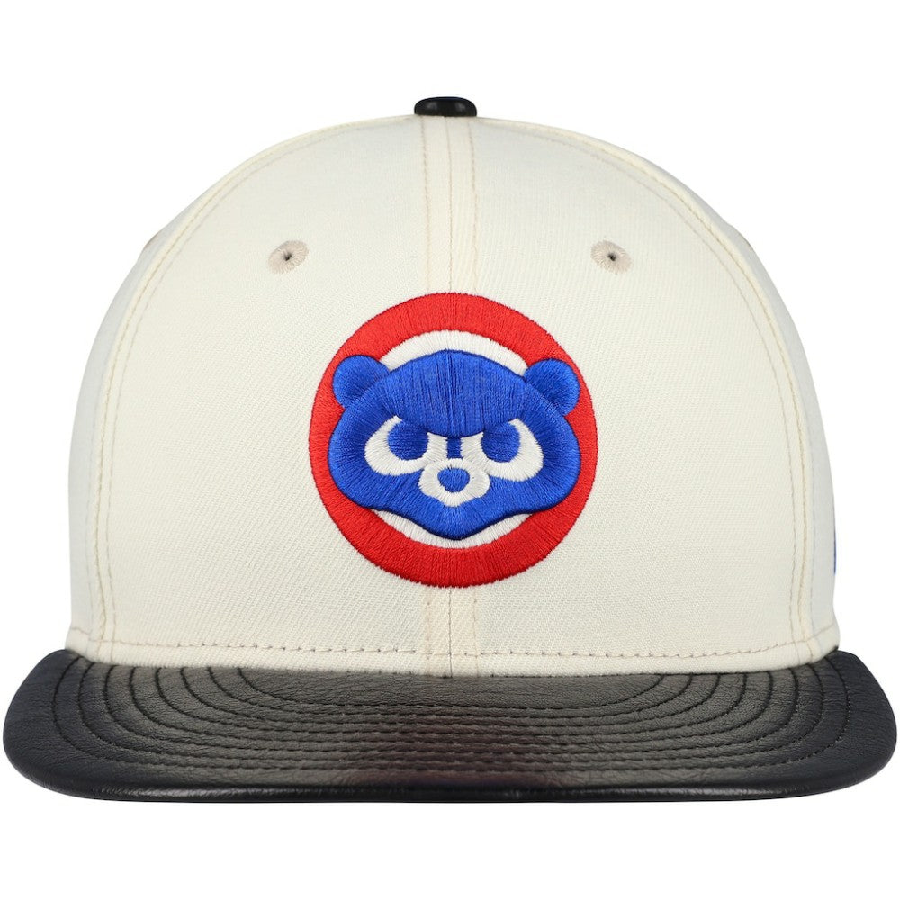 Chicago Cubs Game Night Leather Visor 59FIFTY Fitted Hat - Cream | New Era