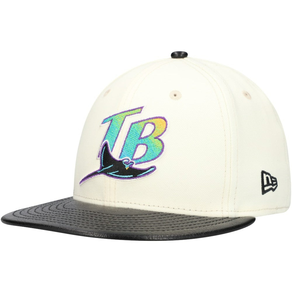 Tampa Bay Rays Game Night Leather Visor 59FIFTY Fitted Hat - Cream | New Era