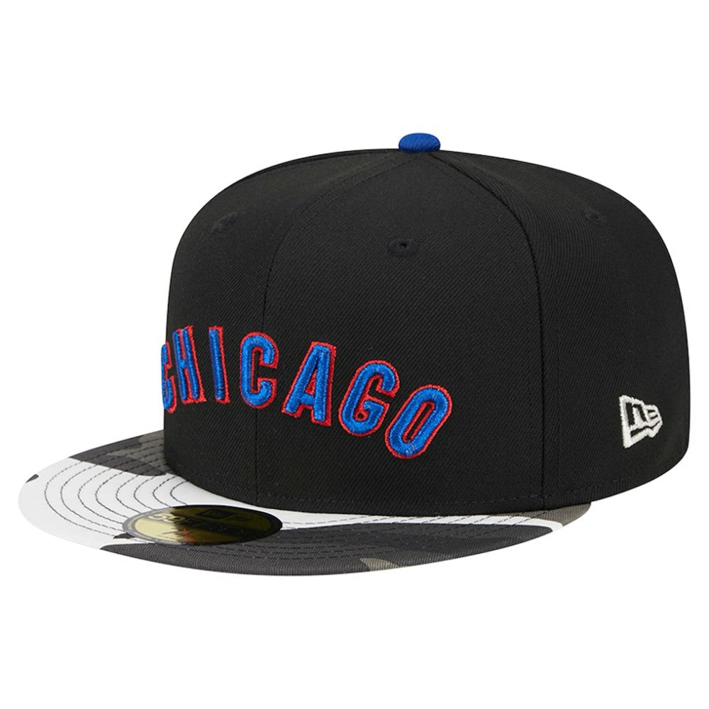 Chicago Cubs Metallic Camo 59FIFTY Fitted Hat - Black | New Era