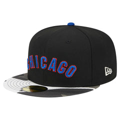 Chicago Cubs Metallic Camo 59FIFTY Fitted Hat - Black | New Era