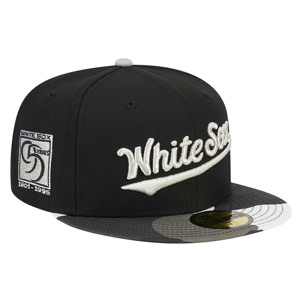 Chicago White Sox Metallic Camo 59FIFTY Fitted Hat - Black | New Era