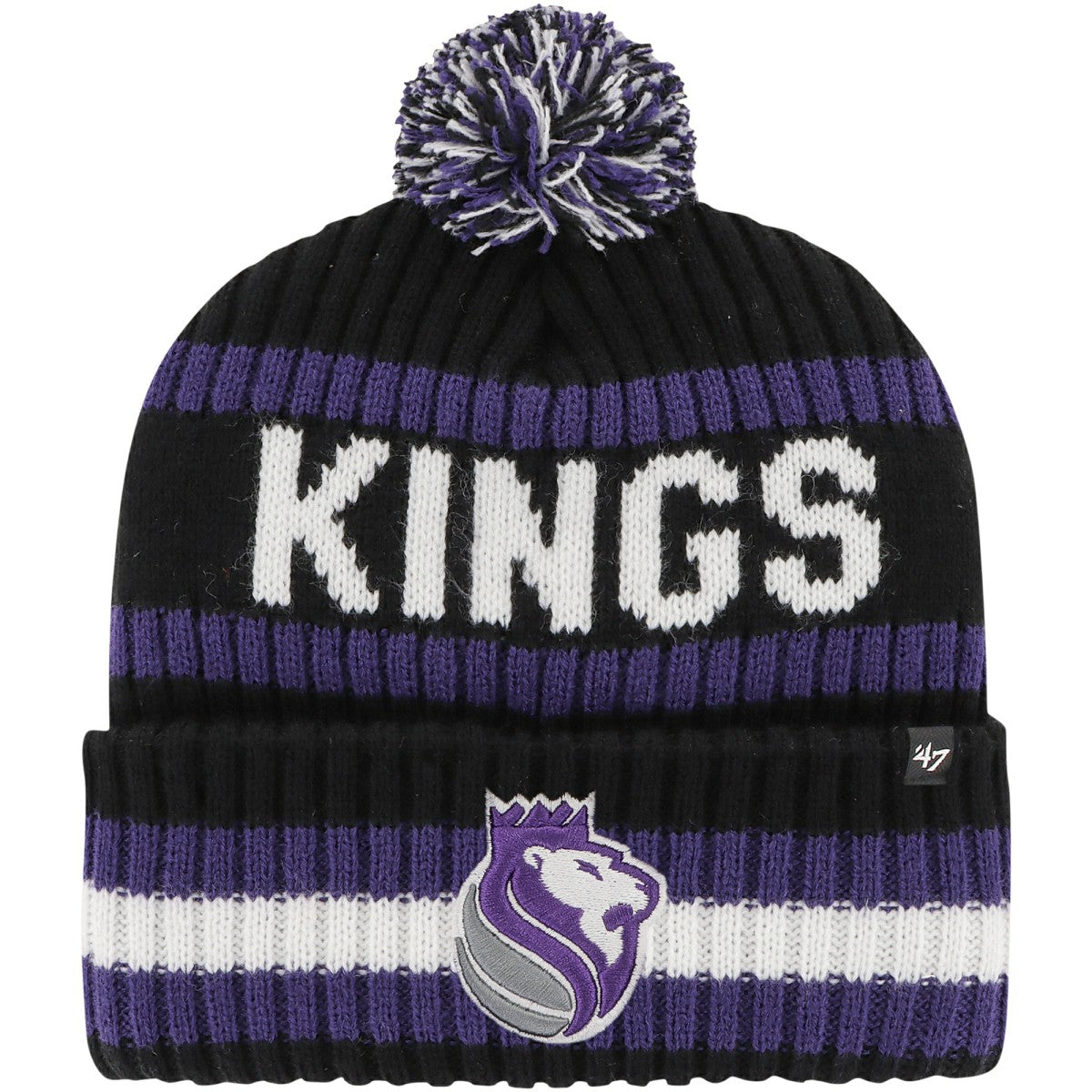 Sacramento Kings '47 Bering Cuffed Knit Hat with Pom - Black | 47 brand outlet