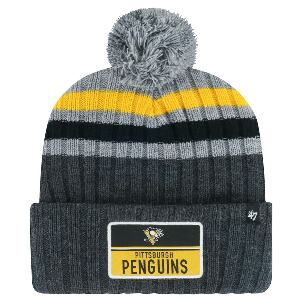 Pittsburgh Penguins '47 Stack Patch Cuffed Knit Hat with Pom