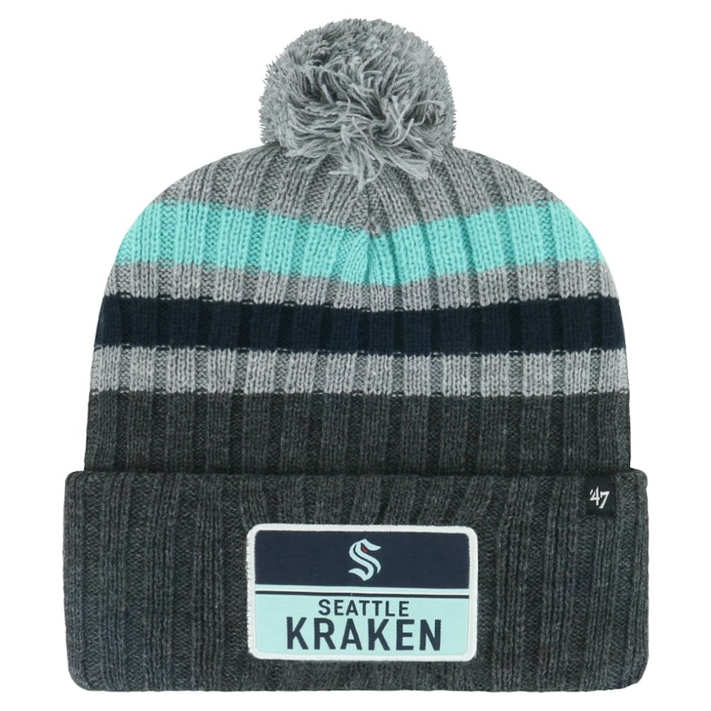 Seattle Kraken '47 Stack Patch Cuffed Knit Hat with Pom